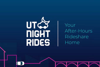 Graphic with UT Night Rides logo and tagline: "Your After-Hours Rideshare Home"