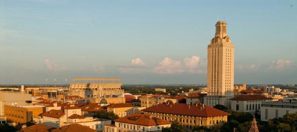 Aerial image of the UT Austin campus
